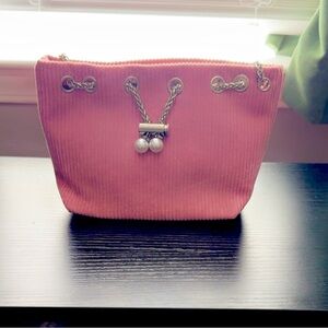 Pink Chain-Embellished Women's Bag
